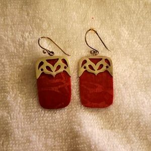 Sterling silver red shell earrings